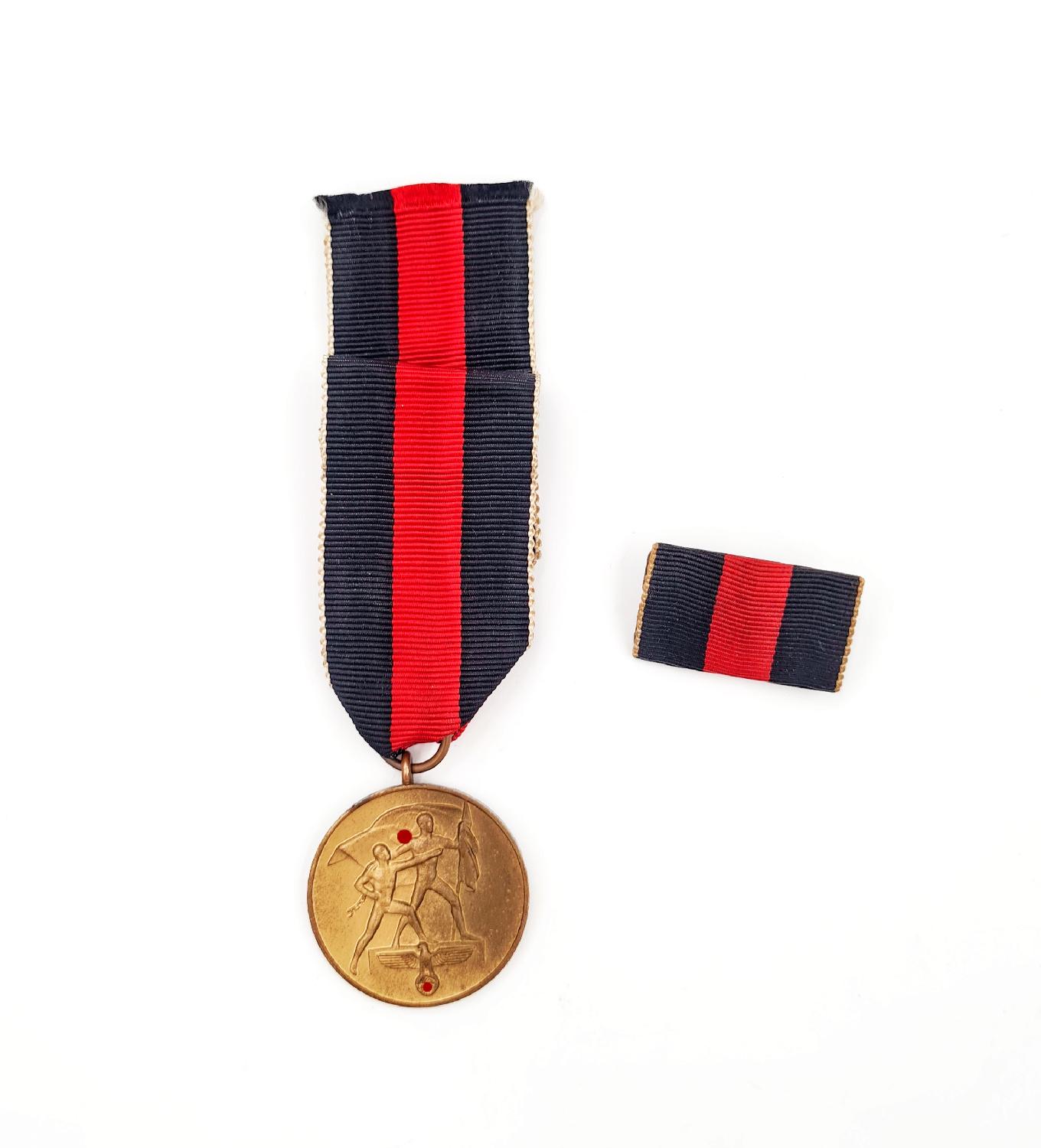 militaria : Médaille annexion des Sudètes 1938 + rappel