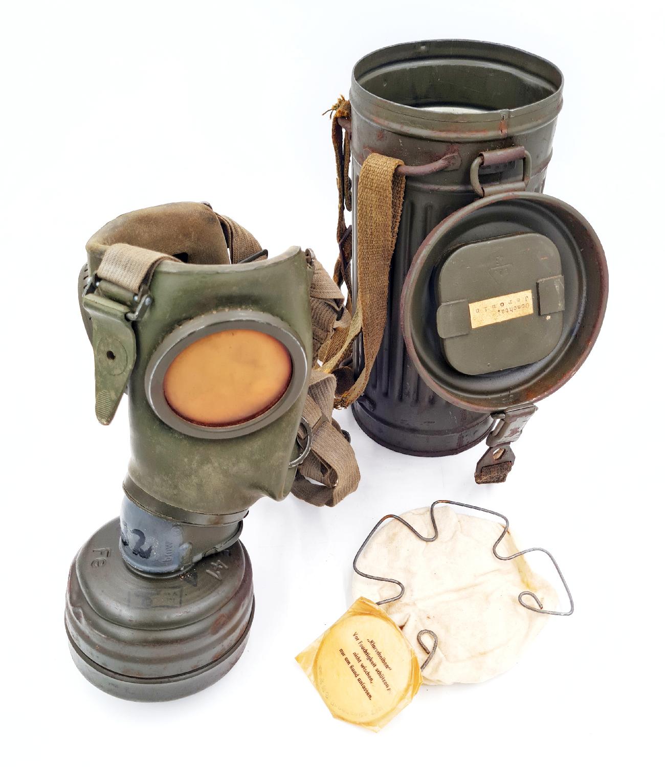 militaria : Masque à Gaz Allemand WW2 Complet Nominatif