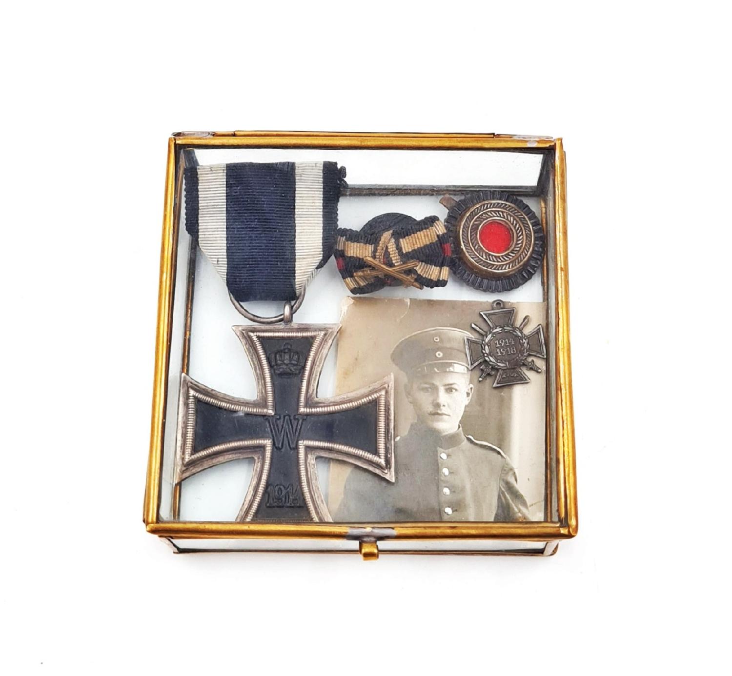 militaria : Reliquaire soldat allemand WWI EK2 Alsace