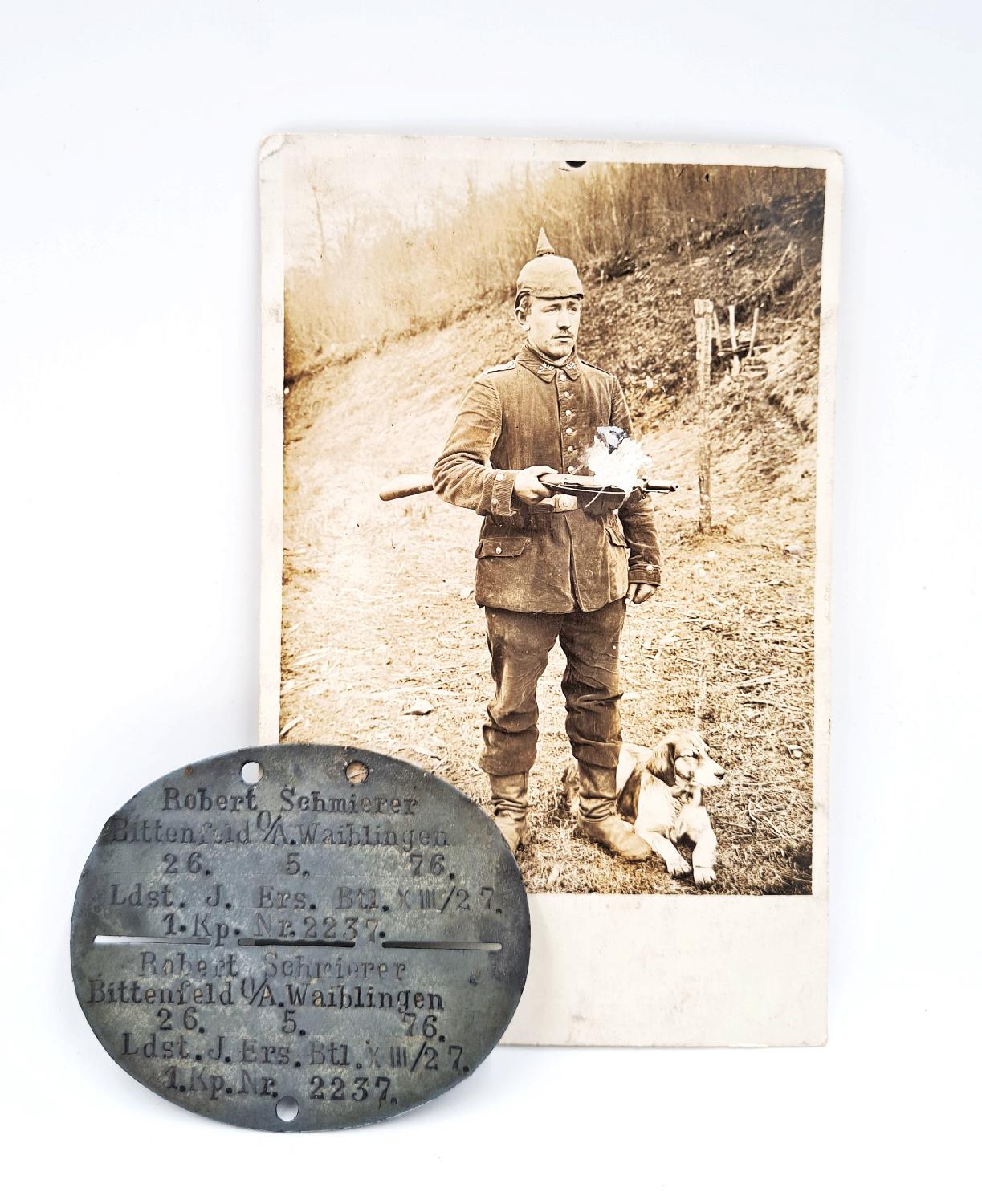 militaria : Plaque d'identité Landsturm Württemberg XIII + Photo