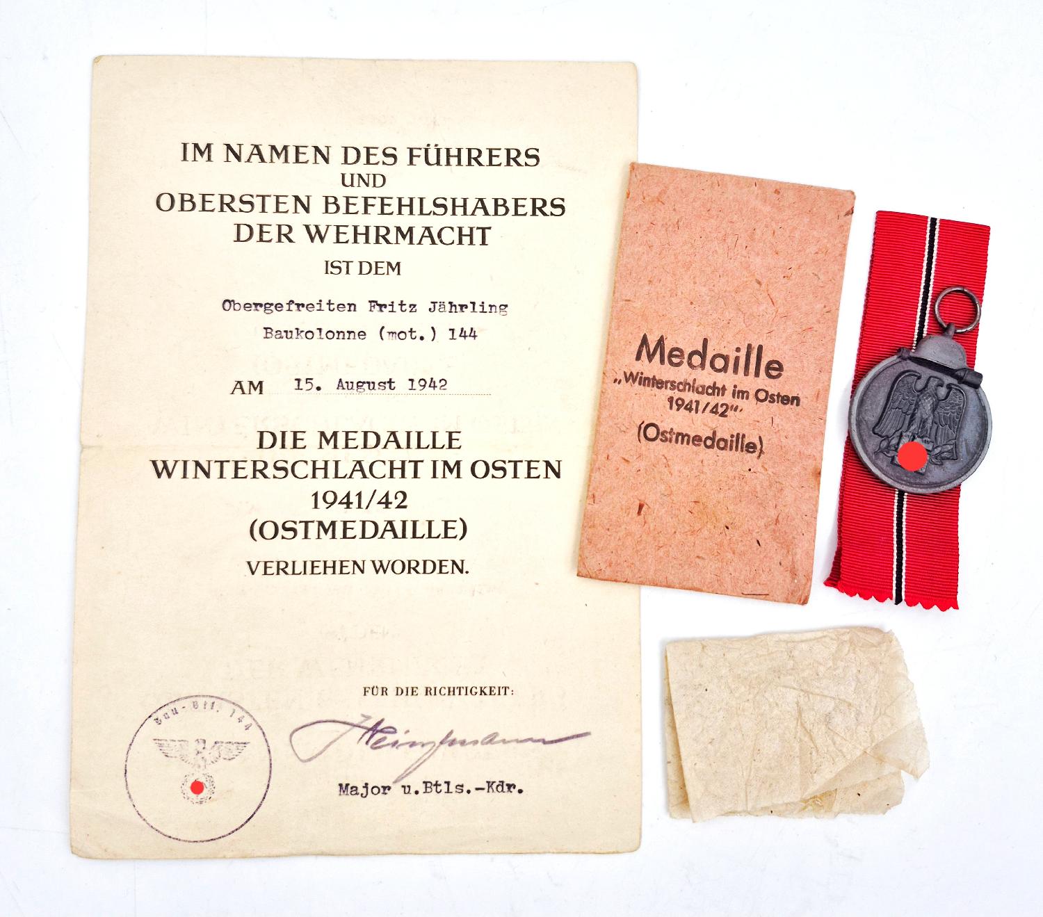 militaria : Médaille Front de l'Est + diplôme