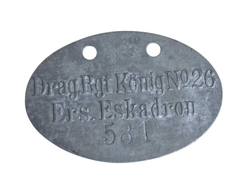 militaria : Plaque d'identité Württemberg Dragoner Regiment Nr.26