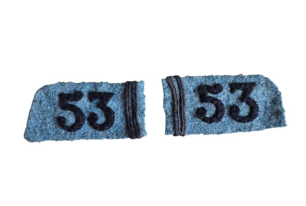 militaria : Pattes d'épaule cols 53 ème RI Perpignan