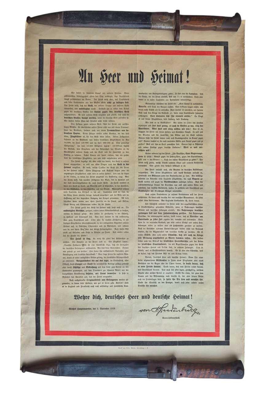 militaria : Affiche propagande allemande septembre 1918