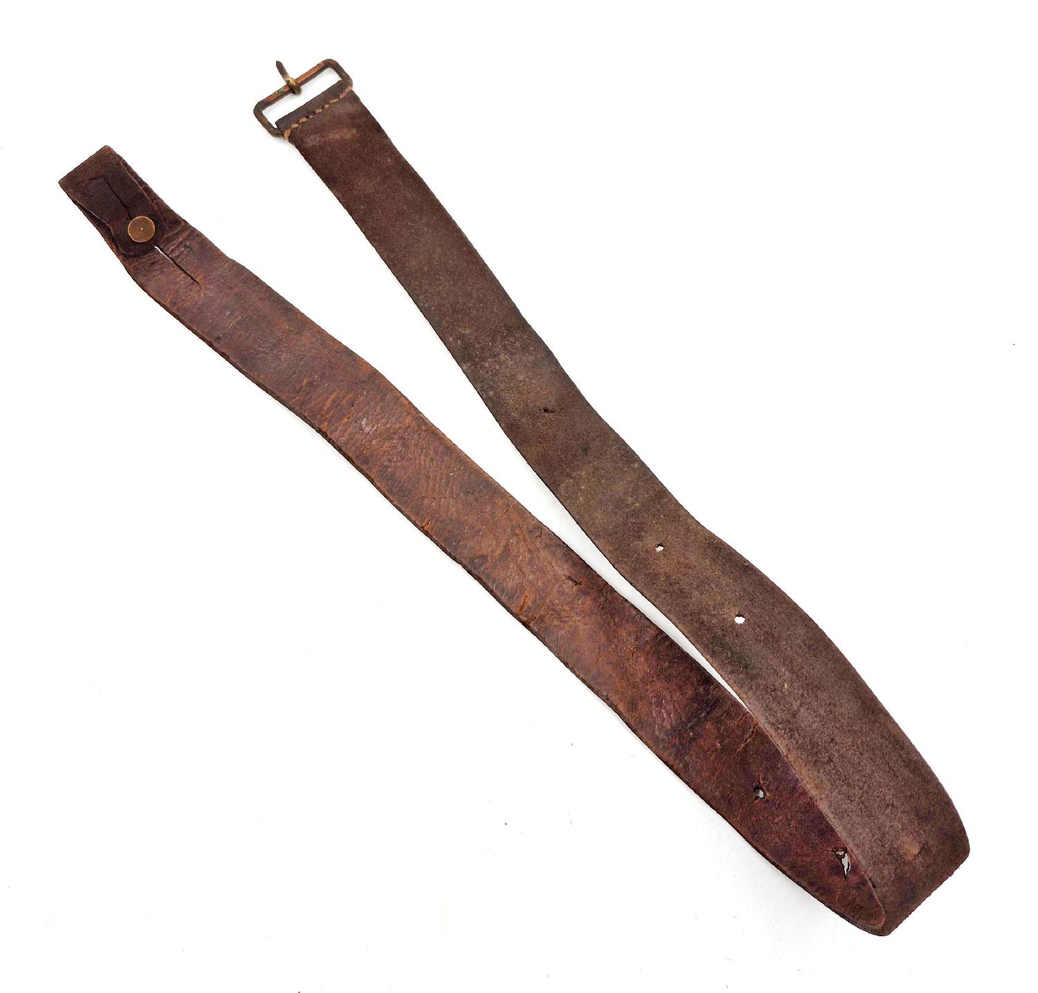 militaria : Bretelle fusil Chassepot cuir retourné