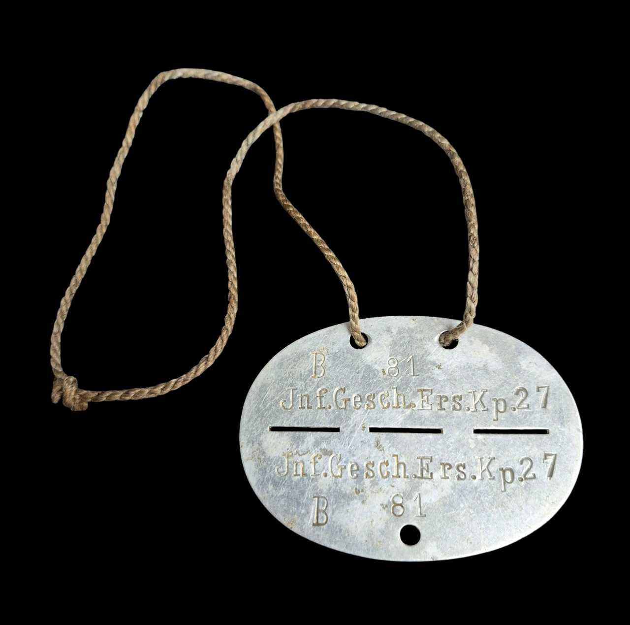 militaria : Plaque d'identité Allemande WW2 Aluminium infanterie geschütz