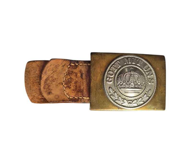 militaria : Boucle Prussienne avec pattelette cuir Berlin 1915