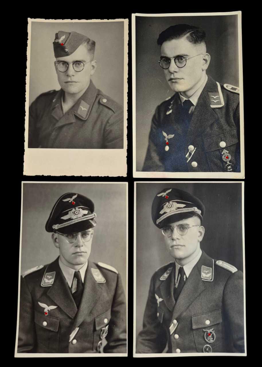 militaria : 4 portraits du même homme Flak Luftwaffe