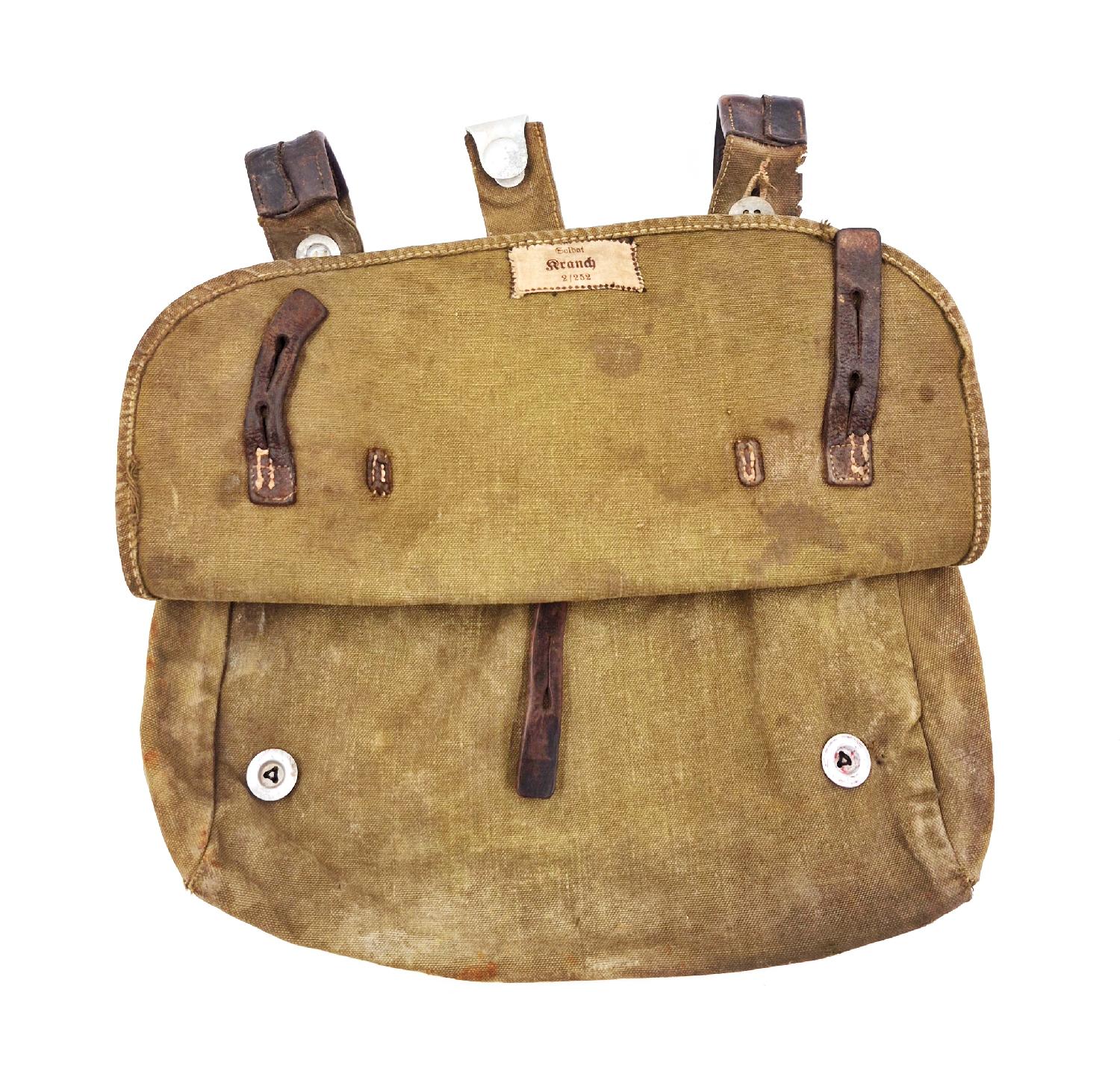 militaria : Brotbeutel wehrmacht précoce nominatif régimenté