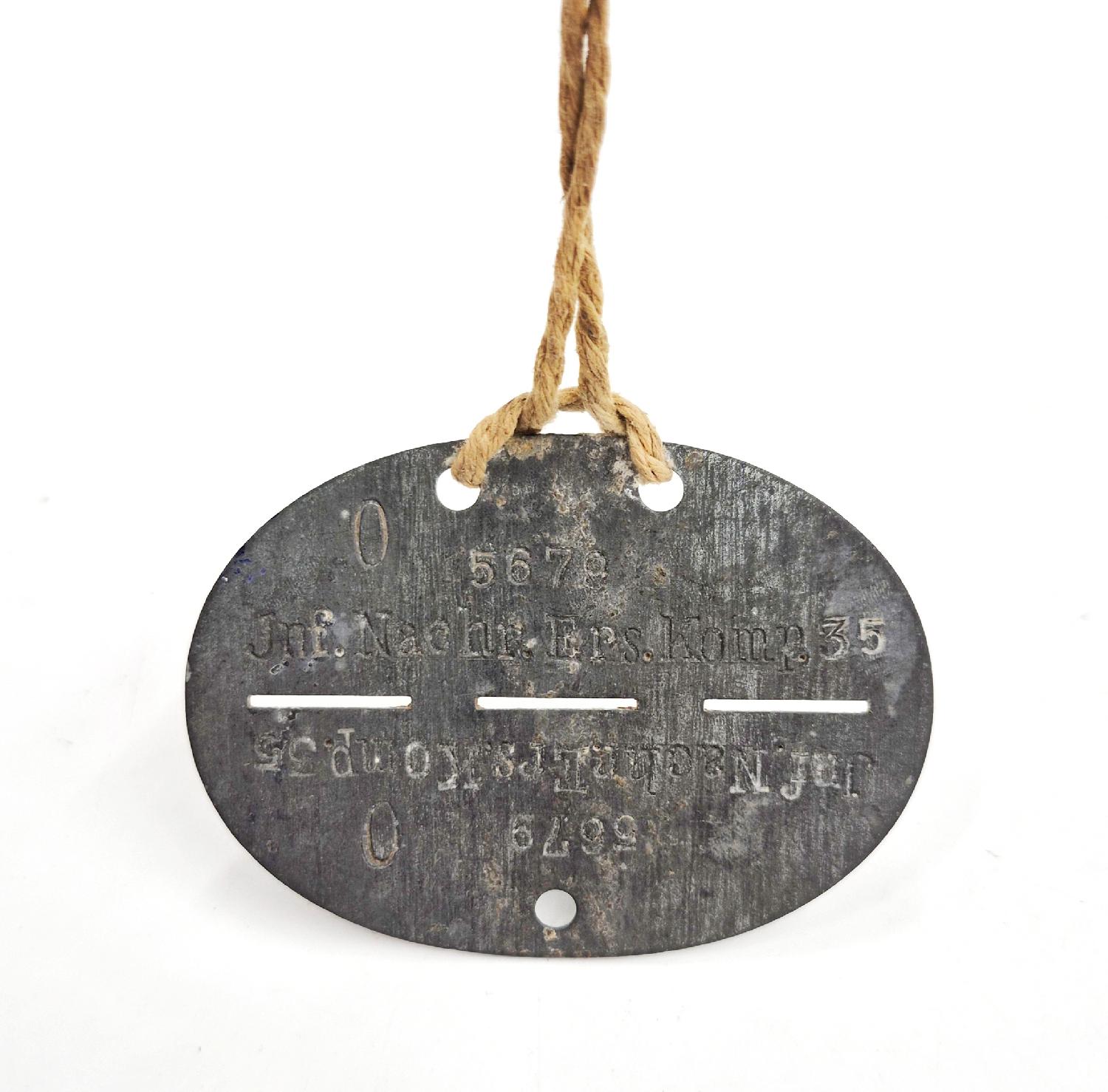 militaria : Plaque d'identité transmission wehrmacht