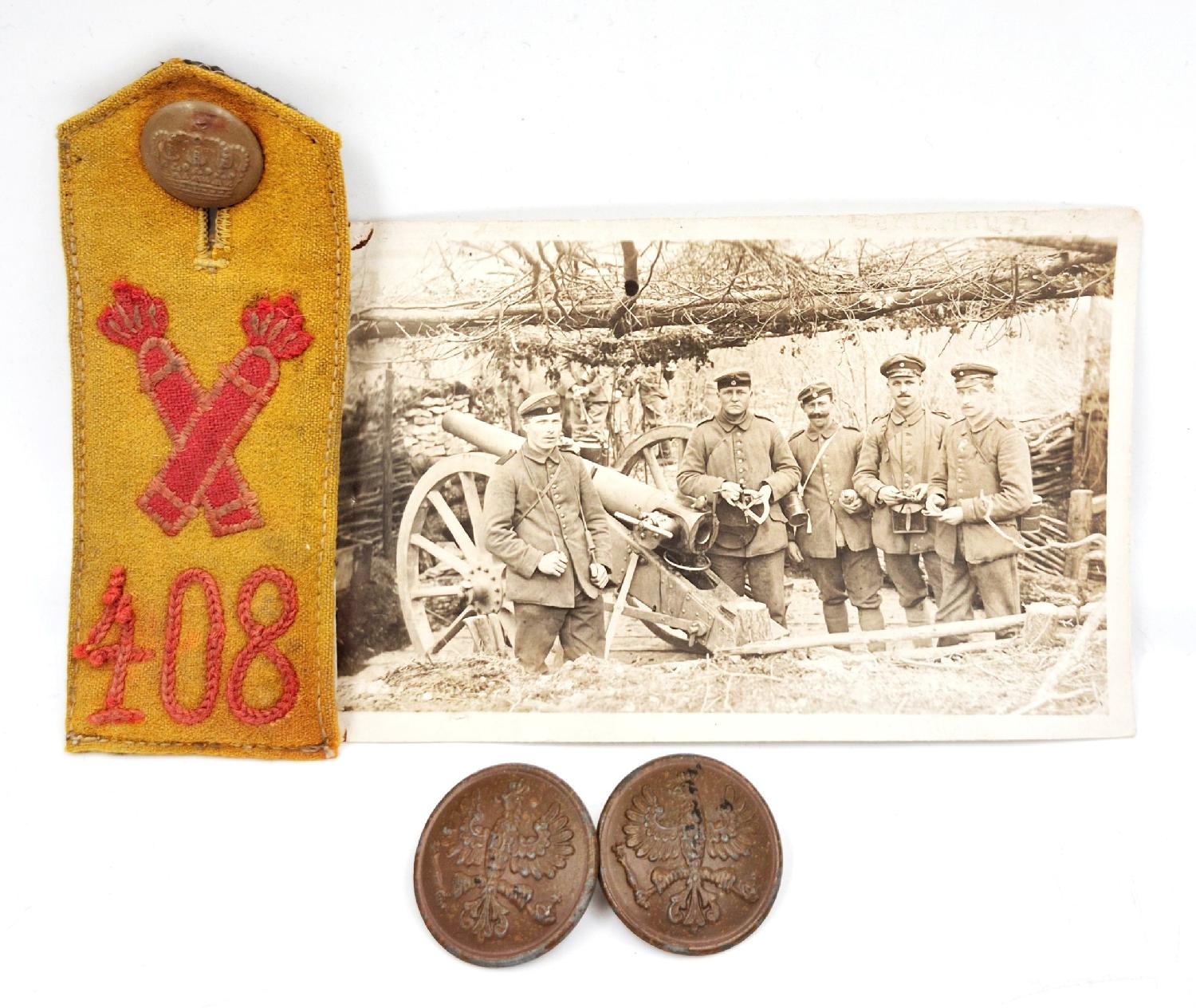 militaria : Ensemble Gefreiter Fussartillerie batterie Nr. 408