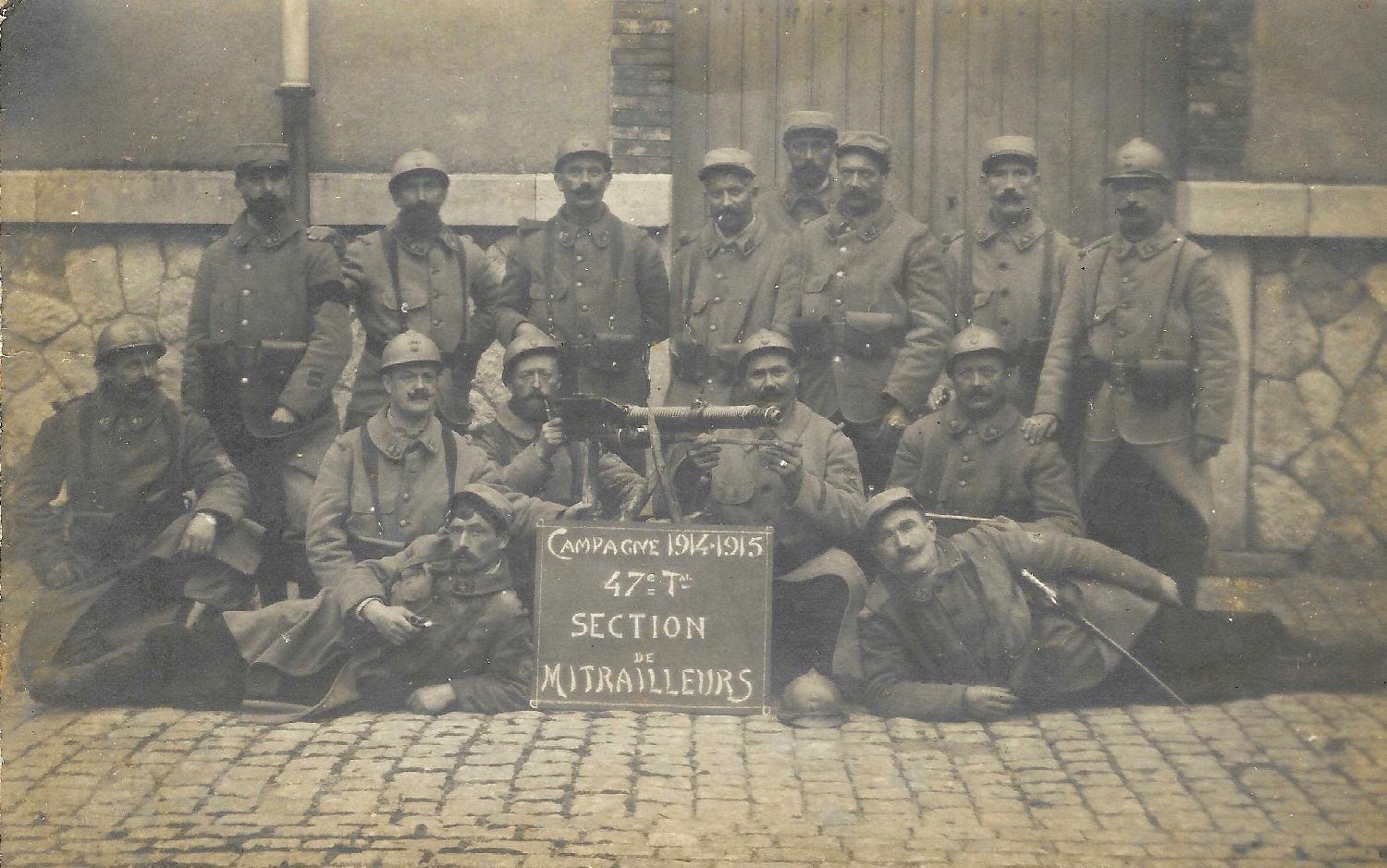 militaria : Photo mitrailleuse Puteaux 47ème RIT 1915