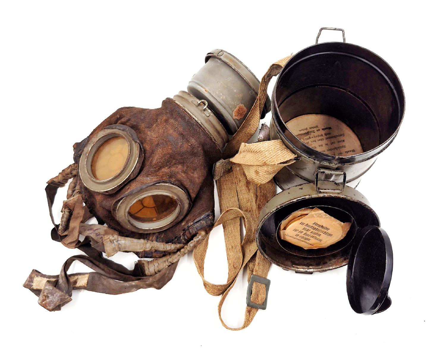 militaria : Ledermaske modèle 1917 complet