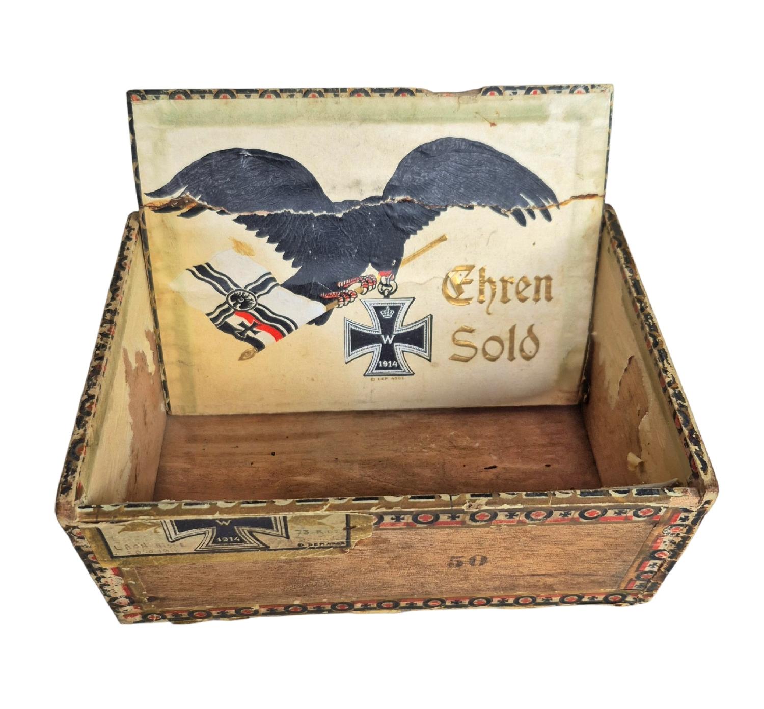 militaria : Boîte à Cigares Prise de guerre 73 RIT Laon Aisne 1918
