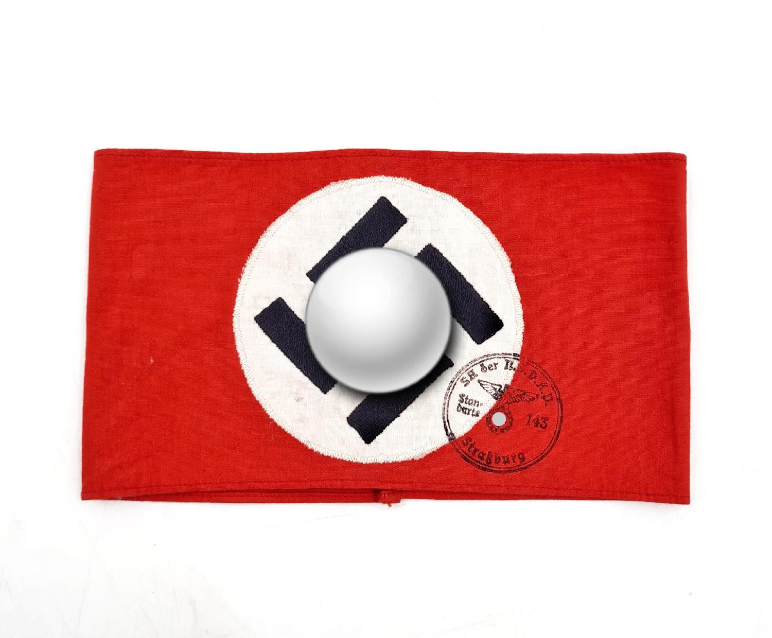 militaria : Brassard SA Standarte 143 Strasbourg Elsass